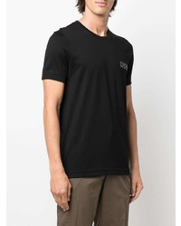 schwarzes besticktes T-Shirt mit einem Rundhalsausschnitt von Kiton