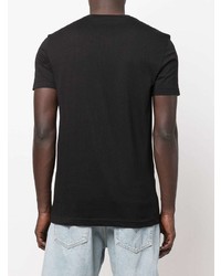 schwarzes besticktes T-Shirt mit einem Rundhalsausschnitt von Calvin Klein Jeans