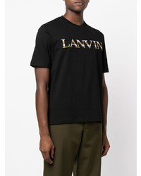 schwarzes besticktes T-Shirt mit einem Rundhalsausschnitt von Lanvin