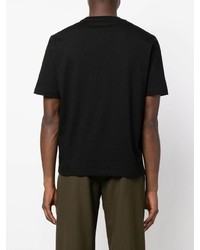 schwarzes besticktes T-Shirt mit einem Rundhalsausschnitt von Lanvin