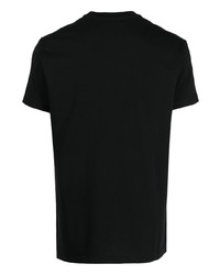 schwarzes besticktes T-Shirt mit einem Rundhalsausschnitt von Maison Labiche