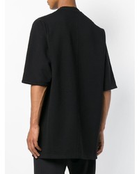 schwarzes besticktes T-Shirt mit einem Rundhalsausschnitt von Rick Owens DRKSHDW