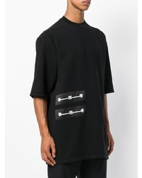 schwarzes besticktes T-Shirt mit einem Rundhalsausschnitt von Rick Owens DRKSHDW