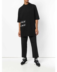 schwarzes besticktes T-Shirt mit einem Rundhalsausschnitt von Rick Owens DRKSHDW