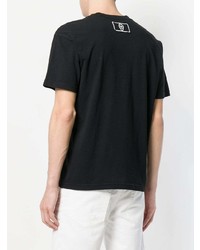 schwarzes besticktes T-Shirt mit einem Rundhalsausschnitt von Diesel