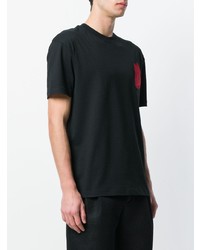 schwarzes besticktes T-Shirt mit einem Rundhalsausschnitt von McQ Alexander McQueen