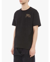 schwarzes besticktes T-Shirt mit einem Rundhalsausschnitt von JW Anderson