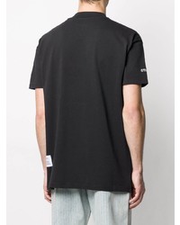 schwarzes besticktes T-Shirt mit einem Rundhalsausschnitt von Heron Preston