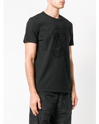 schwarzes besticktes T-Shirt mit einem Rundhalsausschnitt von Moncler