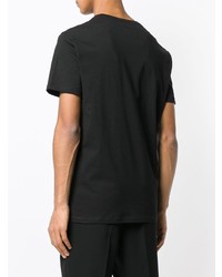 schwarzes besticktes T-Shirt mit einem Rundhalsausschnitt von Alexander McQueen