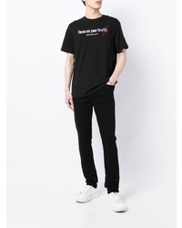 schwarzes besticktes T-Shirt mit einem Rundhalsausschnitt von Armani Exchange