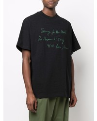 schwarzes besticktes T-Shirt mit einem Rundhalsausschnitt von Song For The Mute