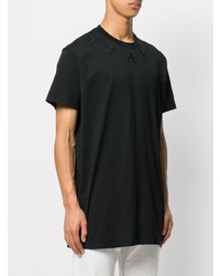 schwarzes besticktes T-Shirt mit einem Rundhalsausschnitt von Givenchy