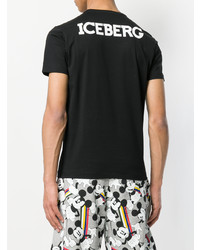 schwarzes besticktes T-Shirt mit einem Rundhalsausschnitt von Iceberg