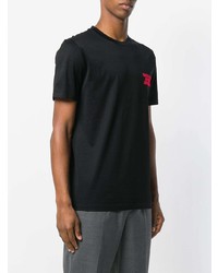 schwarzes besticktes T-Shirt mit einem Rundhalsausschnitt von Lanvin