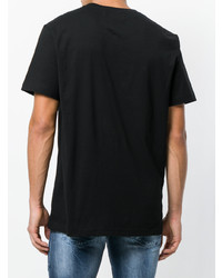 schwarzes besticktes T-Shirt mit einem Rundhalsausschnitt von Pierre Balmain