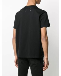 schwarzes besticktes T-Shirt mit einem Rundhalsausschnitt von Maison Margiela