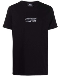 schwarzes besticktes T-Shirt mit einem Rundhalsausschnitt von Enterprise Japan