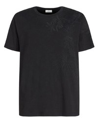 schwarzes besticktes T-Shirt mit einem Rundhalsausschnitt von Etro