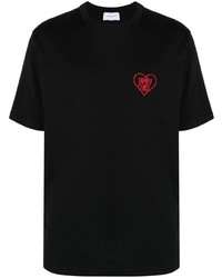 schwarzes besticktes T-Shirt mit einem Rundhalsausschnitt von Family First