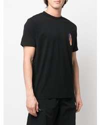 schwarzes besticktes T-Shirt mit einem Rundhalsausschnitt von Marcelo Burlon County of Milan