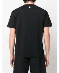 schwarzes besticktes T-Shirt mit einem Rundhalsausschnitt von Marcelo Burlon County of Milan