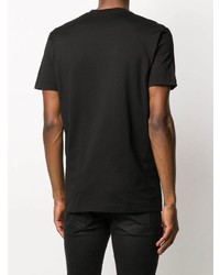 schwarzes besticktes T-Shirt mit einem Rundhalsausschnitt von DSQUARED2