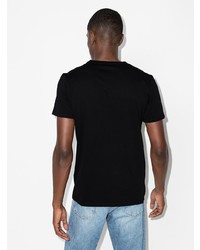 schwarzes besticktes T-Shirt mit einem Rundhalsausschnitt von MAISON KITSUNÉ