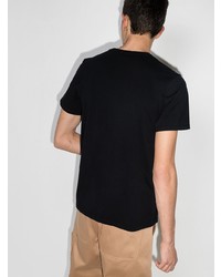 schwarzes besticktes T-Shirt mit einem Rundhalsausschnitt von MAISON KITSUNÉ