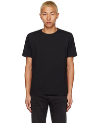 schwarzes besticktes T-Shirt mit einem Rundhalsausschnitt von Frame