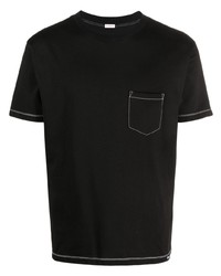 schwarzes besticktes T-Shirt mit einem Rundhalsausschnitt von FURSAC
