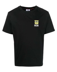 schwarzes besticktes T-Shirt mit einem Rundhalsausschnitt von Gcds