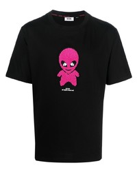 schwarzes besticktes T-Shirt mit einem Rundhalsausschnitt von Gcds