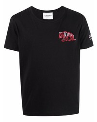 schwarzes besticktes T-Shirt mit einem Rundhalsausschnitt von Iceberg
