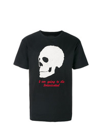 schwarzes besticktes T-Shirt mit einem Rundhalsausschnitt von Intoxicated