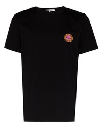 schwarzes besticktes T-Shirt mit einem Rundhalsausschnitt von Isabel Marant