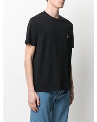 schwarzes besticktes T-Shirt mit einem Rundhalsausschnitt von Maison Labiche