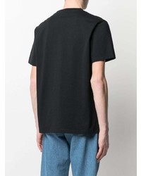 schwarzes besticktes T-Shirt mit einem Rundhalsausschnitt von Maison Labiche