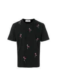 schwarzes besticktes T-Shirt mit einem Rundhalsausschnitt von Jimi Roos