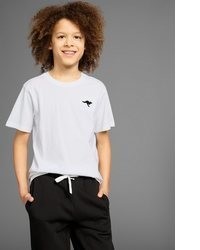 schwarzes besticktes T-Shirt mit einem Rundhalsausschnitt von KangaROOS