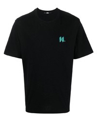 schwarzes besticktes T-Shirt mit einem Rundhalsausschnitt von Karl Lagerfeld