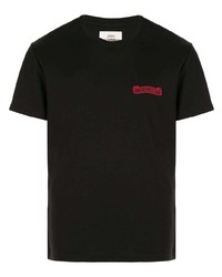schwarzes besticktes T-Shirt mit einem Rundhalsausschnitt von Kent & Curwen