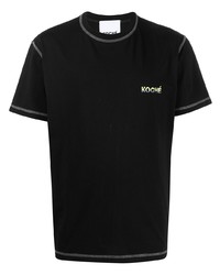 schwarzes besticktes T-Shirt mit einem Rundhalsausschnitt von Koché