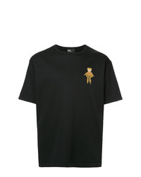 schwarzes besticktes T-Shirt mit einem Rundhalsausschnitt von Kolor