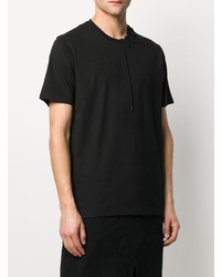 schwarzes besticktes T-Shirt mit einem Rundhalsausschnitt von Craig Green