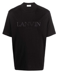 schwarzes besticktes T-Shirt mit einem Rundhalsausschnitt von Lanvin