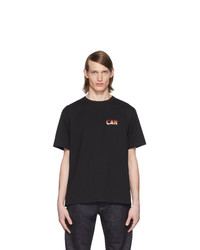 schwarzes besticktes T-Shirt mit einem Rundhalsausschnitt von Lemaire