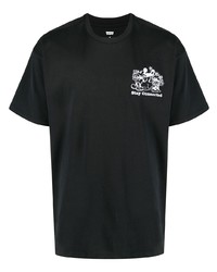 schwarzes besticktes T-Shirt mit einem Rundhalsausschnitt von Levi's