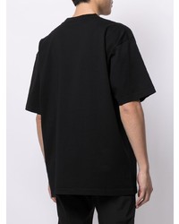 schwarzes besticktes T-Shirt mit einem Rundhalsausschnitt von Balenciaga