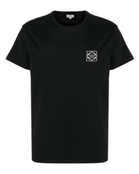 schwarzes besticktes T-Shirt mit einem Rundhalsausschnitt von Loewe